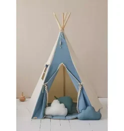 Janie and Jack Bedroom Furniture|Playroom-“” Teepee with Pompoms and Round Mat Set jeans