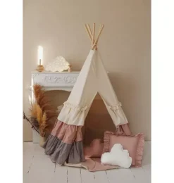 Janie and Jack Playroom|Bedroom Furniture-&ldquo;&rdquo; Teepee Tent with Frills and "Powder Pink" Shell Mat Set powder frills