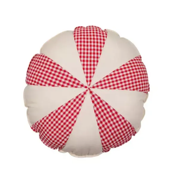 Janie and Jack Seasonal Décor|Decorative Pillows And Throws-“” Round Patchwork Pillow red checkered