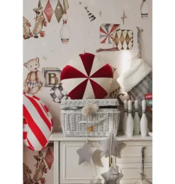 Janie and Jack Decorative Pillows And Throws|Seasonal Décor-&ldquo;&rdquo; Round Patchwork Pillow red circus