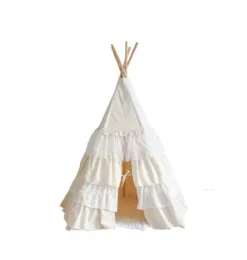 Janie and Jack Bedroom Furniture|Playroom-&ldquo;&rdquo; Teepee Tent with Frills and "White" Leaf Mat Set shabby chic