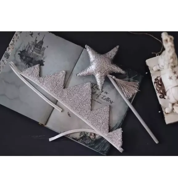 Janie and Jack Kids Accessories|Dress Up-“” Crown and Wand Magic Set silver sequins