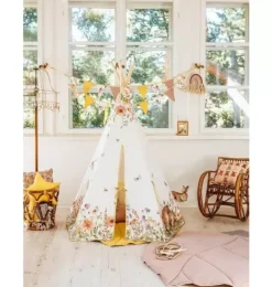 Janie and Jack Playroom|Bedroom Furniture-“” Teepee and "Powder Pink" Leaf Mat Set wildflowers