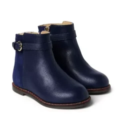 Janie and Jack Shoes-Leather Side Zip Bootie merchant marine