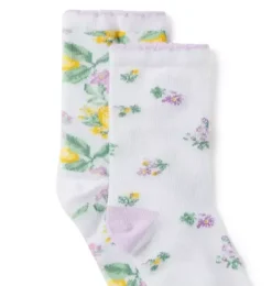 Janie and Jack Socks & Tights-Lemon And Floral Sock 2-Pack white