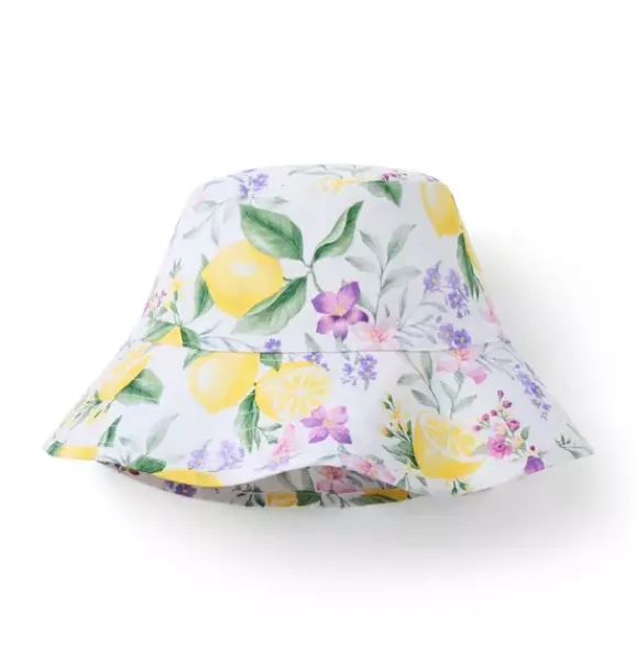 Janie and Jack Hats, Scarves, & Gloves|Accessories-Lemon Floral Bucket Hat white lemon floral