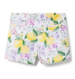 Janie and Jack Skirts & Shorts|Matching Sets-Lemon Floral Canvas Short white lemon floral