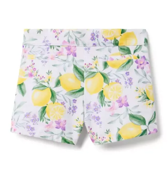 Janie and Jack Skirts & Shorts|Matching Sets-Lemon Floral Canvas Short white lemon floral
