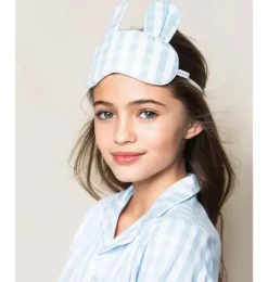 Janie and Jack Kids Accessories|Petite Plume-Bunny Eye Mask light blue gingham