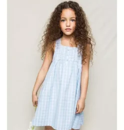 Janie and Jack Kids Pajamas|Petite Plume-Charlotte Nightgown light blue gingham
