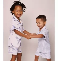 Janie and Jack Kids Pajamas|Petite Plume-Short Set light blue gingham