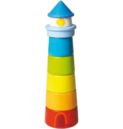 Janie and Jack Development Toys-Lighthouse Wooden Rainbow Stacker multi-color