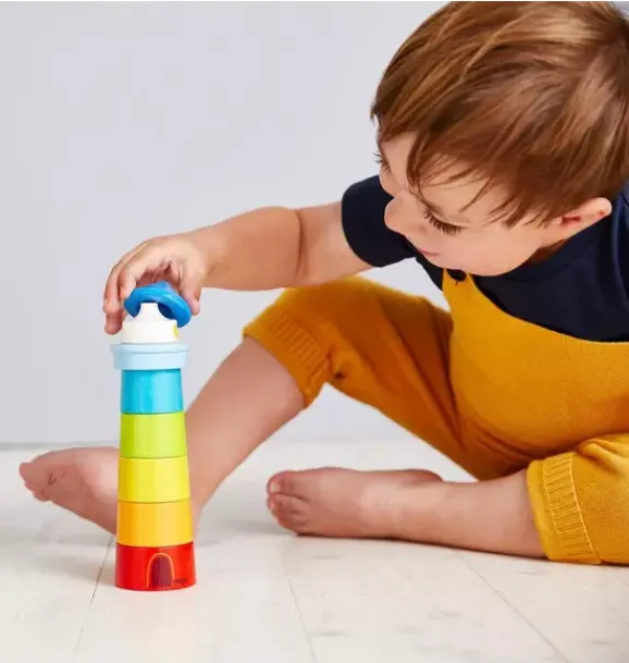 Janie and Jack Development Toys-Lighthouse Wooden Rainbow Stacker multi-color