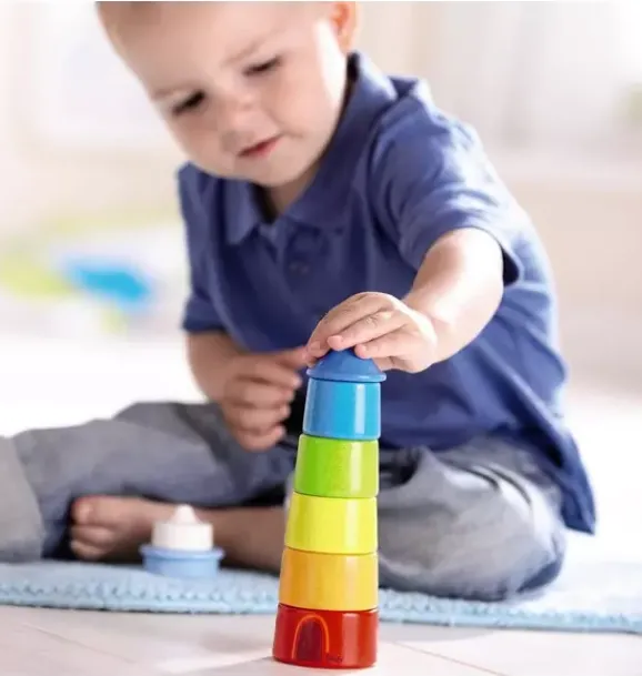 Janie and Jack Development Toys-Lighthouse Wooden Rainbow Stacker multi-color