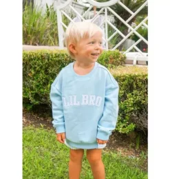 Janie and Jack Kids Clothing-Lil Bro Crewneck Sweatshirt blue