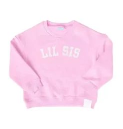 Janie and Jack Kids Clothing-Lil Sis Crewneck Sweatshirt pink