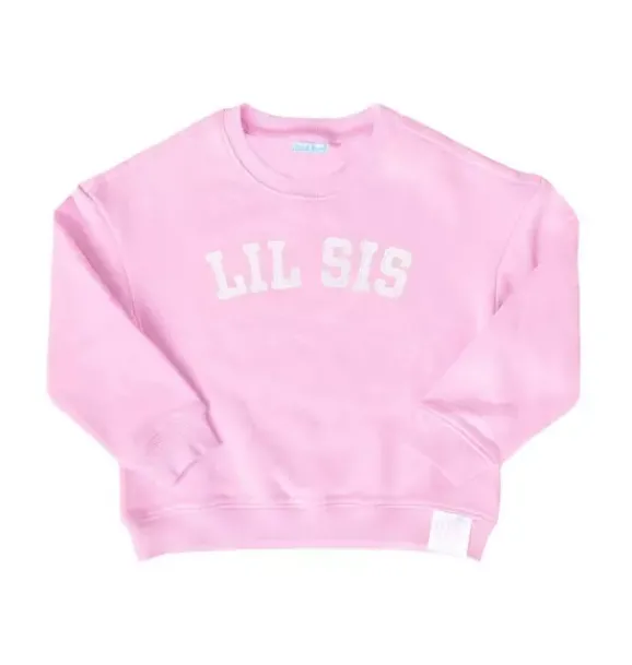 Janie and Jack Kids Clothing-Lil Sis Crewneck Sweatshirt pink