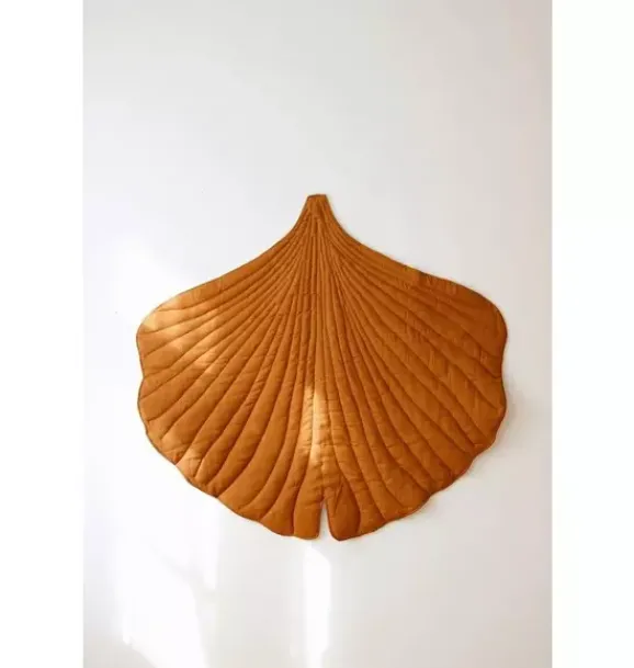 Janie and Jack Rugs-Linen “” Ginkgo Leaf Mat caramel