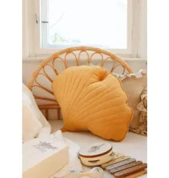 Janie and Jack Decorative Pillows And Throws|Seasonal Décor-Linen &ldquo;&rdquo; Ginkgo Leaf Pillow mango