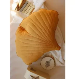 Janie and Jack Decorative Pillows And Throws|Seasonal Décor-Linen &ldquo;&rdquo; Ginkgo Leaf Pillow mango