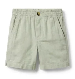 Janie and Jack Shorts-Linen-Cotton Pull-On Short smokey green heather
