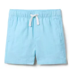 Janie and Jack Matching Sets|Shorts-Linen-Cotton Pull-On Short turquoise sky