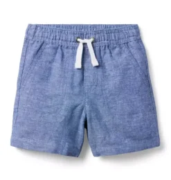 Janie and Jack Shorts-Linen-Cotton Pull-On Short washed blue