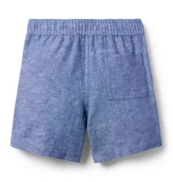 Janie and Jack Shorts-Linen-Cotton Pull-On Short washed blue