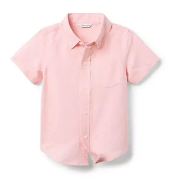 Janie and Jack Shirts-Linen-Cotton Shirt strawberry milk