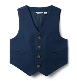 Janie and Jack Blazers & Vests|Suiting-Linen-Cotton Vest night sky navy