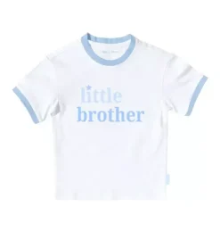 Janie and Jack Kids Clothing-Little Brother Crewneck T-Shirt white/blue