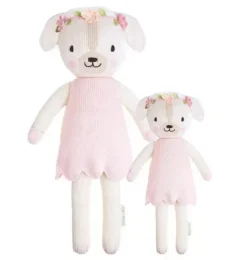 Janie and Jack Stuffed Animals-Little Charlotte the dog light/pastel pink