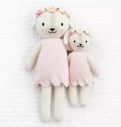 Janie and Jack Stuffed Animals-Little Charlotte the dog light/pastel pink