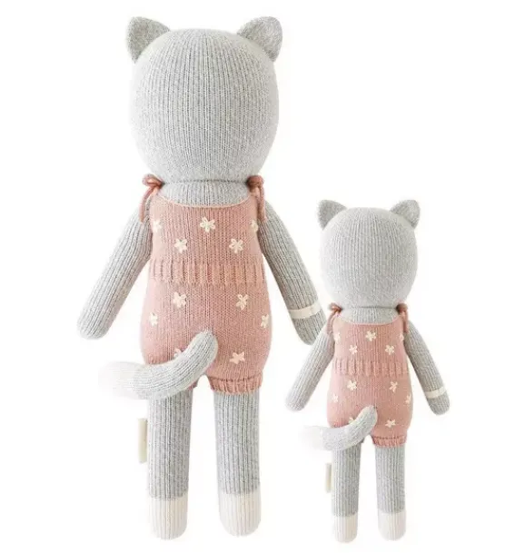 Janie and Jack Stuffed Animals-Little Daisy the kitten light/pastel pink