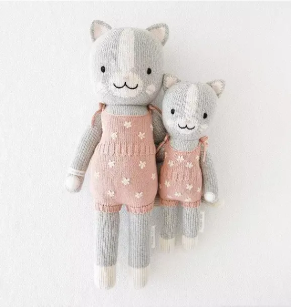 Janie and Jack Stuffed Animals-Little Daisy the kitten light/pastel pink