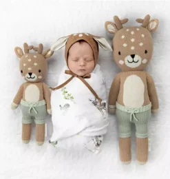 Janie and Jack Stuffed Animals-Little Elliott the fawn light/pastel green