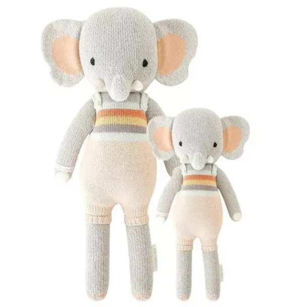 Janie and Jack Stuffed Animals-Little Evan the elephant light/pastel grey