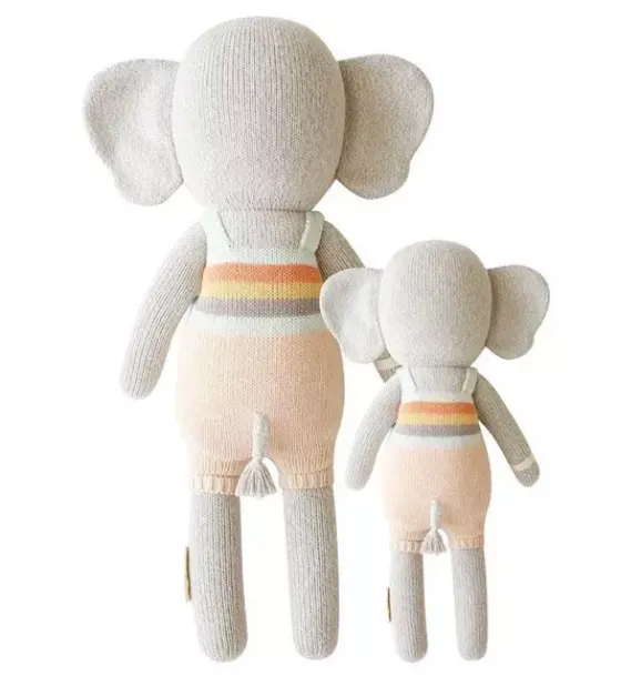 Janie and Jack Stuffed Animals-Little Evan the elephant light/pastel grey