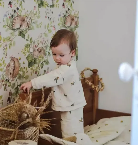 Janie and Jack Wallpaper-Little Sleepy Animals Light Wallpaper multi