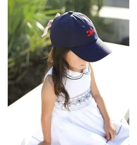 Janie and Jack Kids Accessories-Lobster Bow Baseball Hat navy