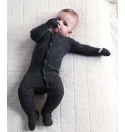Janie and Jack Baby Clothing-Long Sleeve Jumpsuit Footie - Hug Me black melange