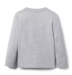 Janie and Jack Tees-Long Sleeve Pocket Tee classic grey heather