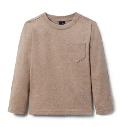 Janie and Jack Tees-Long Sleeve Pocket Tee toasted heather