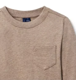 Janie and Jack Tees-Long Sleeve Pocket Tee toasted heather