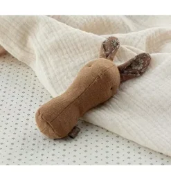 Janie and Jack Stuffed Animals-Lullaby friends, Bunny rattle - chocolate