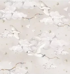 Janie and Jack Wallpaper-Magic Swans Beige Wallpaper multi