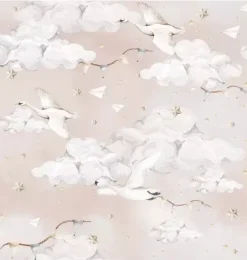 Janie and Jack Wallpaper-Magic Swans Wallpaper pink