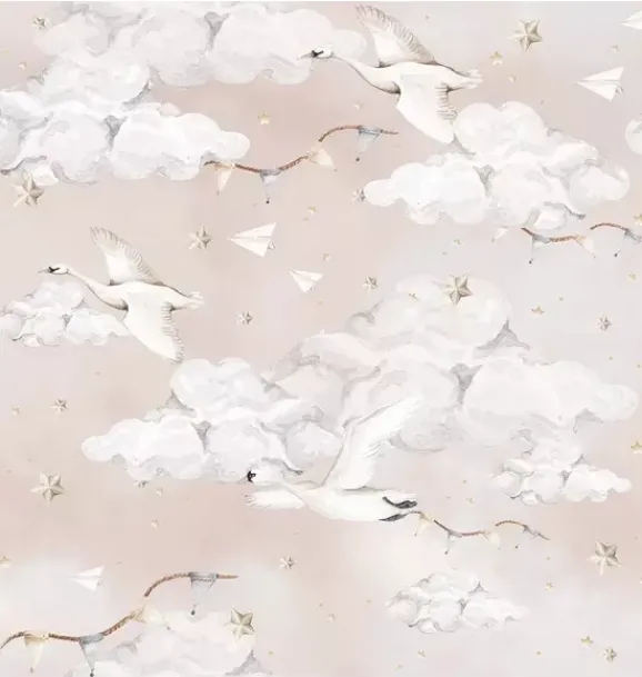 Janie and Jack Wallpaper-Magic Swans Wallpaper pink