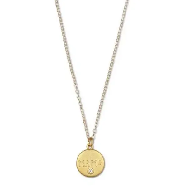 Janie and Jack Adult Accessories|Jewelry-MAMA Coin with Topaz Necklace gold