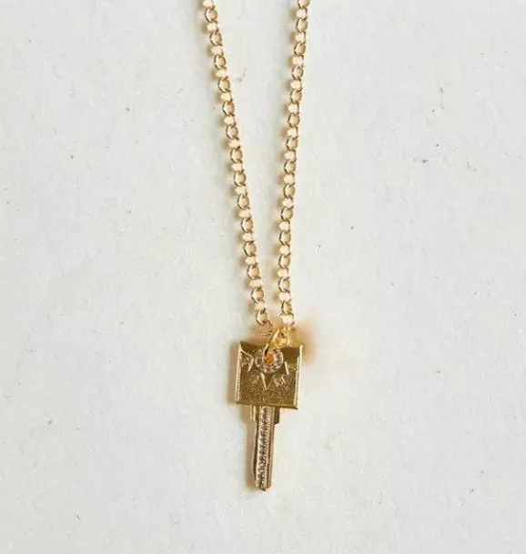 Janie and Jack Jewelry|Adult Accessories-MAMA Compass Key Necklace gold
